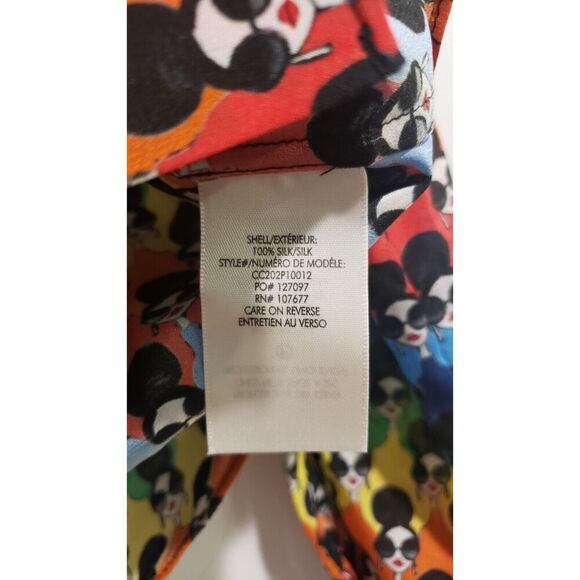 Alice+Olivia Willa 100% Silk Button Down Blouse Face Print NWT MSRP $375 Size XS - Picture 12 of 13